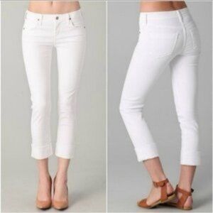 Citizens of Humanity Dani Cropped Straight Leg White Jeans